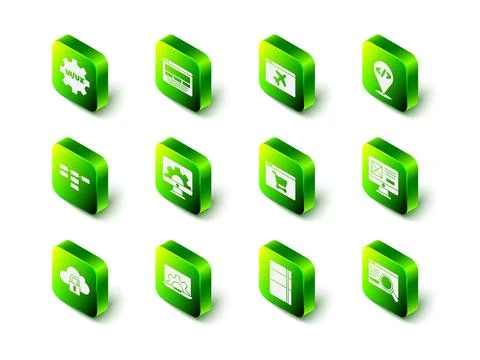 Set UI or UX design, Website template, Front end development, Online shopping Stock Illustration
