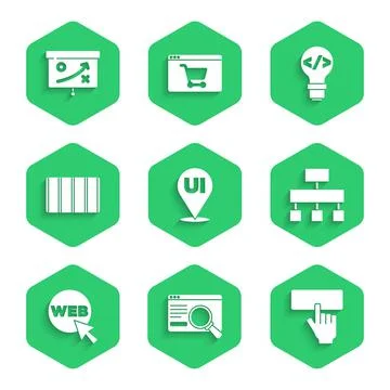 Set UI or UX design, Keyboard, Site map, Web and graphic, Color palette guide Illustrazione stock