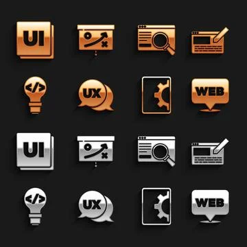Set UI or UX design, Web and graphic, development, Front end, and Planning Illustrazione stock