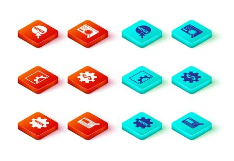 Set UI or UX design, Web development, Front end, and icon. Vector Stock Illustration