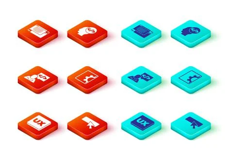 Set UI or UX design, Front end development, Web, and icon. Vector Stock Illustration