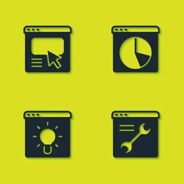 Set UI or UX design, Browser setting, window and Graph chart infographic icon Stock Illustration