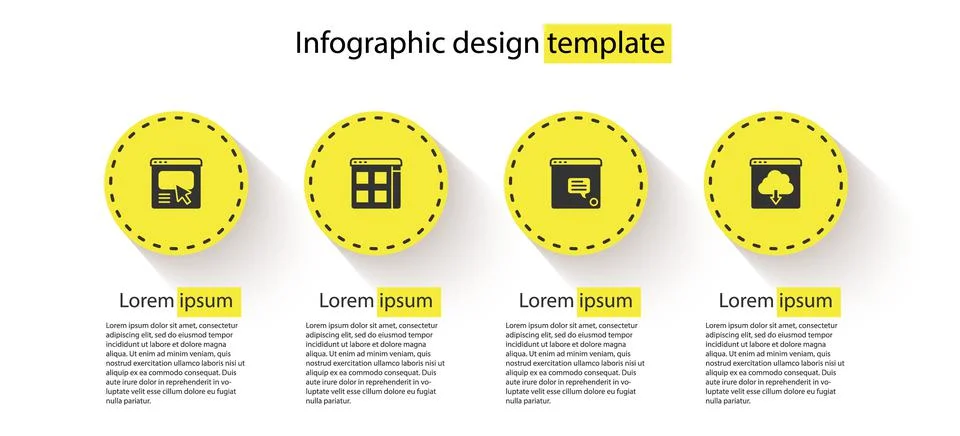 Set UI or UX design, Browser files, New chat messages notification and Cloud Stock Illustration