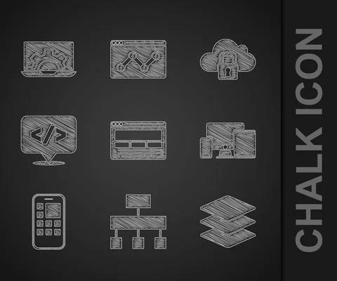 Set UI or UX design, Site map, Layers, Monitor, mobile, tablet, Mobile Apps Stock-Illustration