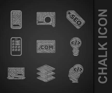 Set UI or UX design, Layers, Front end development, Mobile Apps, SEO Stock Illustration