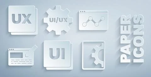Set UI or UX design, Website statistic, development, and icon. Vector Illustrazione stock