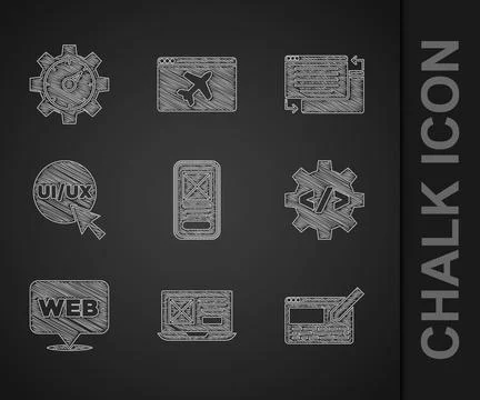 Set UI or UX design, Front end development, Web and graphic, and Website 스톡 일러스트