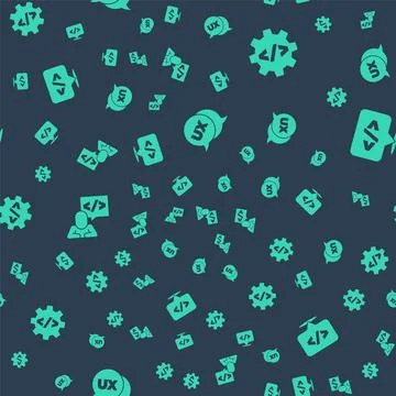 Set UI or UX design, Front end development, and on seamless pattern. Vector Stock Illustration