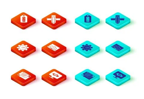 Set UI or UX design, Front end development, Website statistic, Crossed rule.. Illustrazione stock