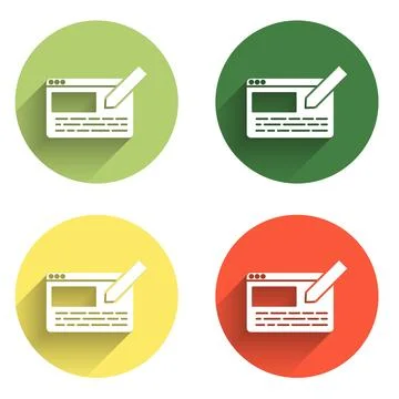 Set UI or UX design icon isolated with long shadow background. Color circle.. 库存插图