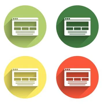 Set UI or UX design icon isolated with long shadow background. Color circle.. 库存插图