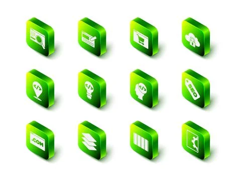 Set UI or UX design, Online shopping on screen, Cloud computing lock, SEO o.. Illustrazione stock