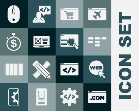 Set UI or UX design, Web and graphic, Site map, Online shopping on screen, .. Stock Illustration