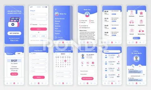 Set of UI, UX, GUI screens Medicine mobile app: Graphic #132788693
