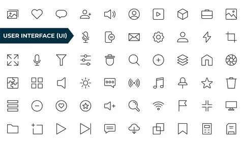 Set of ui ux icon set, user interface iconset collection.  Editable Stroke .. Stock Illustration
