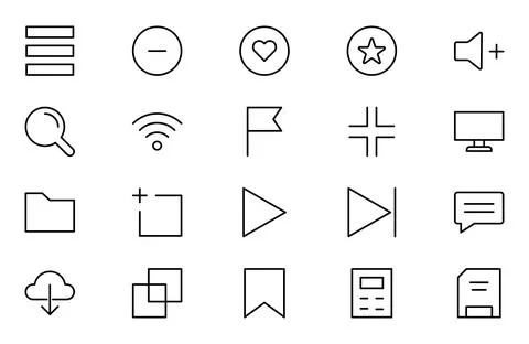 Set of ui ux icon set, user interface iconset collection.  Editable Stroke .. Stock Illustration