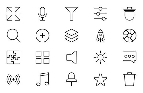 Set of ui ux icon set, user interface iconset collection.  Editable Stroke .. Stock Illustration