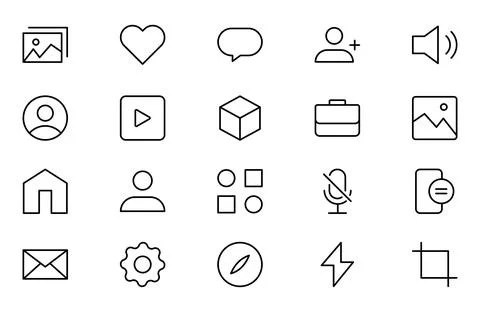 Set of ui ux icon set, user interface iconset collection.  Editable Stroke .. Stock Illustration