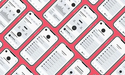 Set of UI UX Wireframes, GUI screens any app flat design template. Stock Illustration