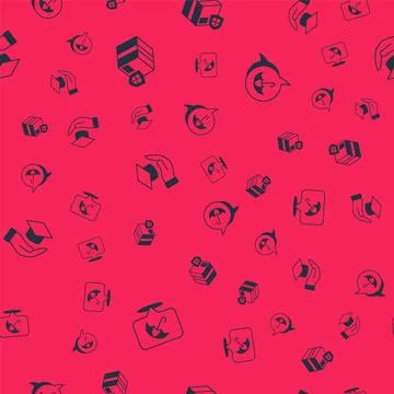 Set Umbrella, Delivery security with shield, Education grant and on seamless Stock Illustration