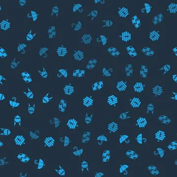 Set Umbrella, Hive for bees, Socks and Winter hat on seamless pattern. Vector Stock Illustration