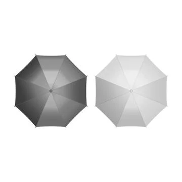 Set of umbrella top view isolated on white background. Vector illustration. Stock Illustration