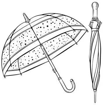 Set of umbrellas line art イラスト素材