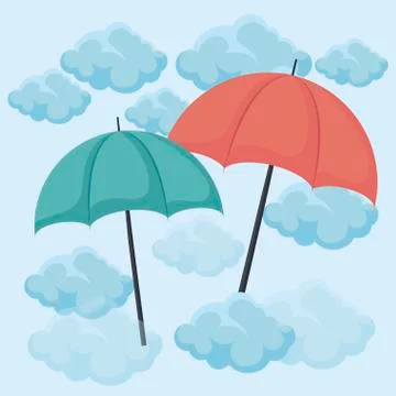 Set of umbrellas in the sky イラスト素材