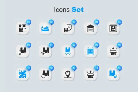 Set Unboxing, Delivery security with shield, Cargo ship boxes delivery, Bro.. イラスト素材