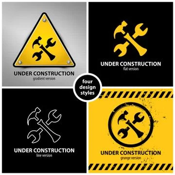 Set of under construction symbols Stock Illustration