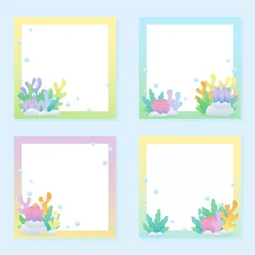 Set of under ocean notepad Stock Illustration