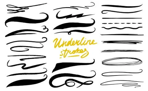 Set of underline. Marker Brush, artistic lines and strokes. Collection of Stock-Illustration