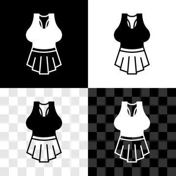 Set Undershirt icon isolated on black and white, transparent background. Vector Stock Illustration