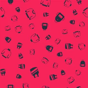 Set Undershirt, Sweater, and School backpack on seamless pattern. Vector 库存插图