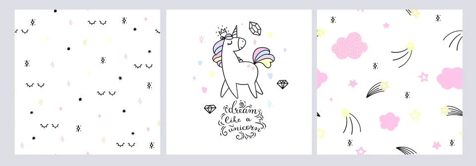 Set of unicorn Stock Illustration
