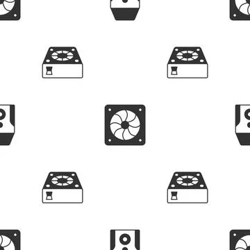 Set Uninterruptible power supply, Computer cooler and on seamless pattern Stock Illustration