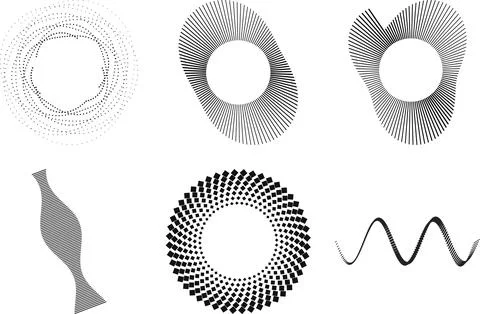 Set of unique black and white abstract patterns with smooth curves and shar.. イラスト素材