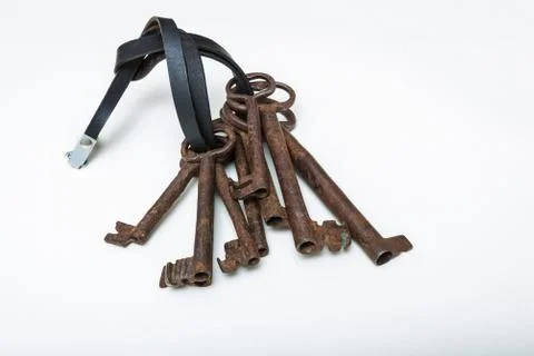 Set of  unique old keys isolated on white background , high quality image Stock Photos