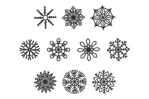 Set of unique snowflakes christmas vector design for brochure banner card sti Stock Illustration