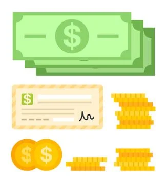 Set of Unit of money flat icon vector isolated Stock Illustration