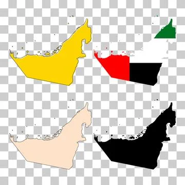Set of United arab emirates map icon, geography blank concept, graphic backgr Stock Illustration