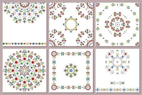 A set of universal card with geometric pattern Stock Illustration