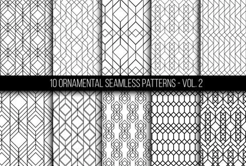 Set of universal different geometric seamless patterns Stock Illustration