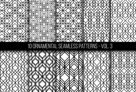 Set of universal different geometric seamless patterns Stock Illustration