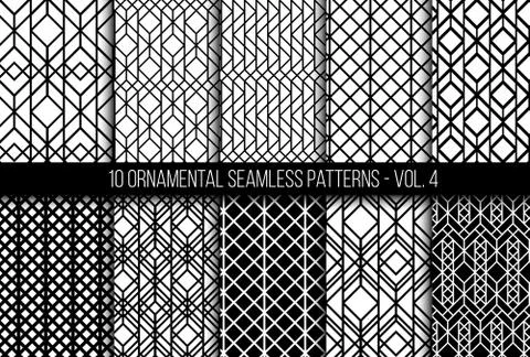 Set of universal different geometric seamless patterns Illustrazione stock