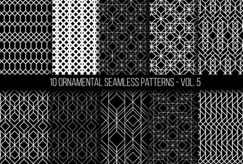 Set of universal different geometric seamless patterns Stock Illustration