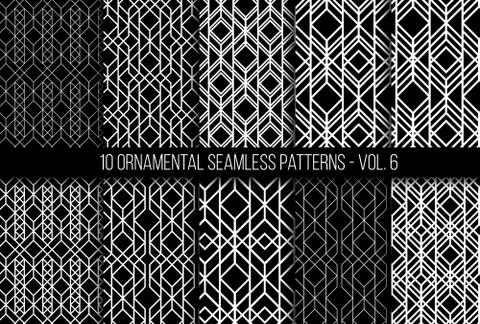 Set of universal different geometric seamless patterns Stock Illustration
