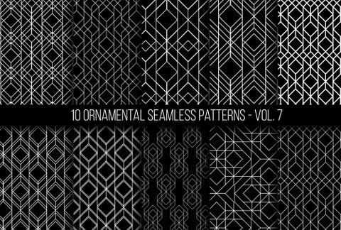 Set of universal different geometric seamless patterns Stock Illustration