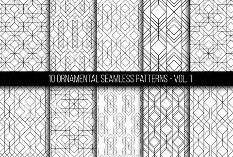 Set of universal different geometric seamless patterns Stock-Illustration
