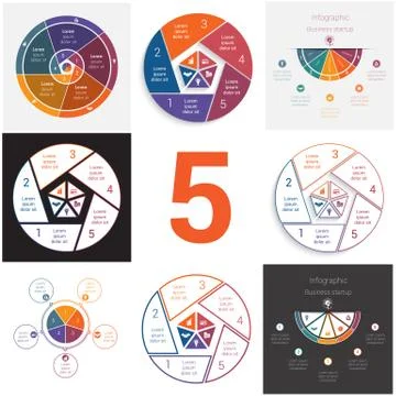 Set universal elements for templates Infographics cyclic conceptual processes Stockillustratie